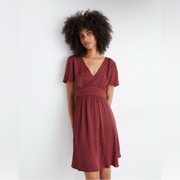 Madewell Dresses & Skirts - Madewell | V-Neck Fit-and-Flare Dress in Dot Jacquard